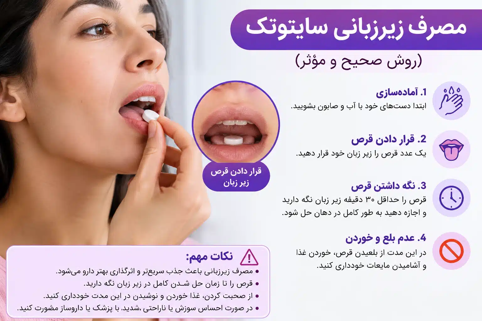 زنی درحال مصرف قرص سایتوتک به روش زیر زبانی